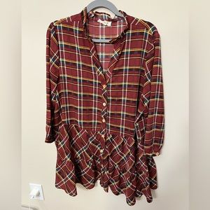 Entro Plaid Buttoned Top